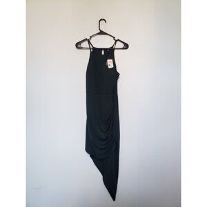 Windsor Womens L Dress Party Asymmetrical Teal Green Ruched Spaghetti Strap NWT